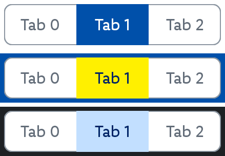 Three segmented tabs